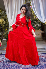 Rose Red Handwork Lehenga Set