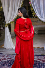 Rose Red Handwork Lehenga Set